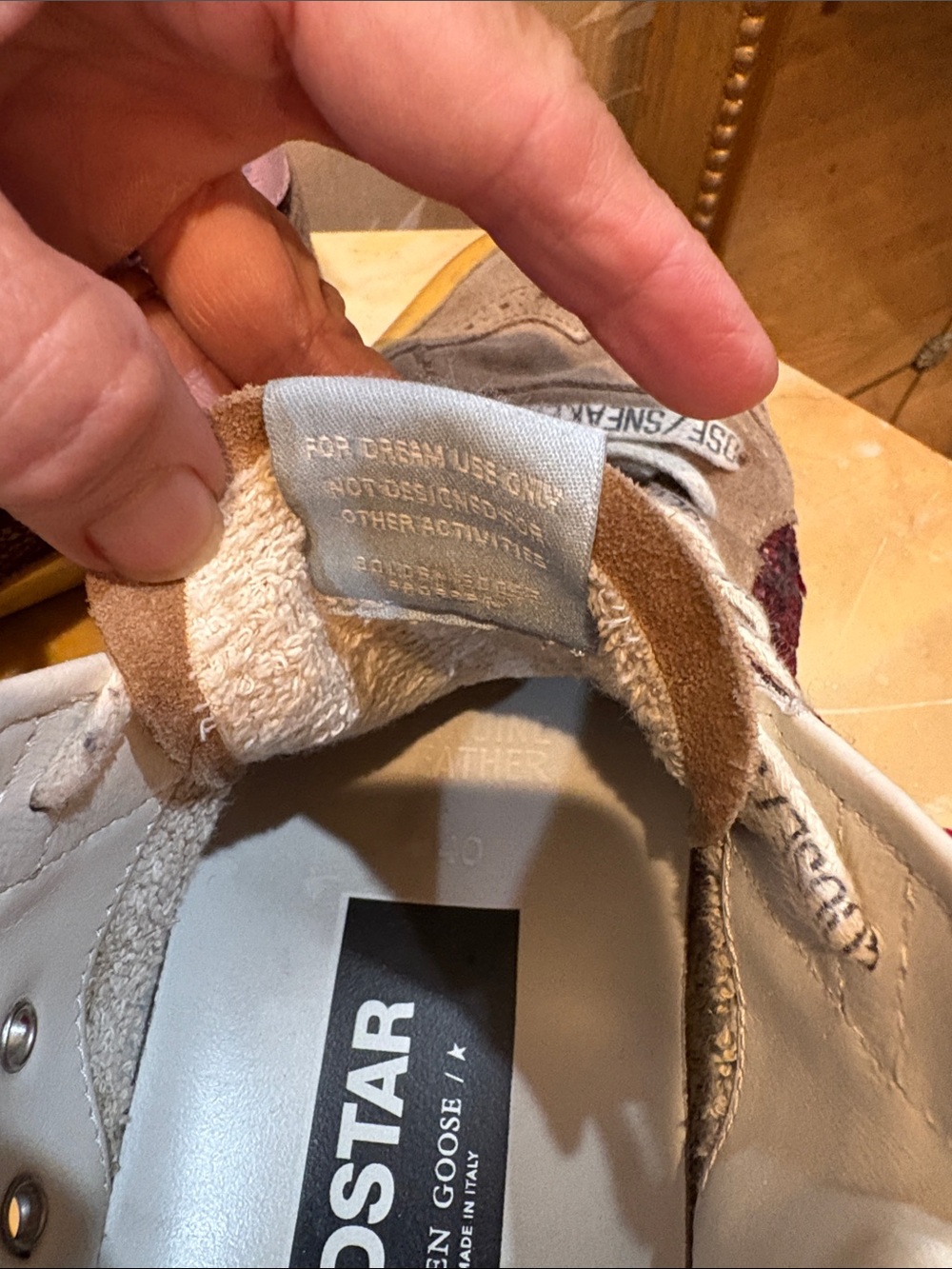 Golden Goose Midstar beige suede sneakers with burgundy sequins & star - Picture 8 of 13